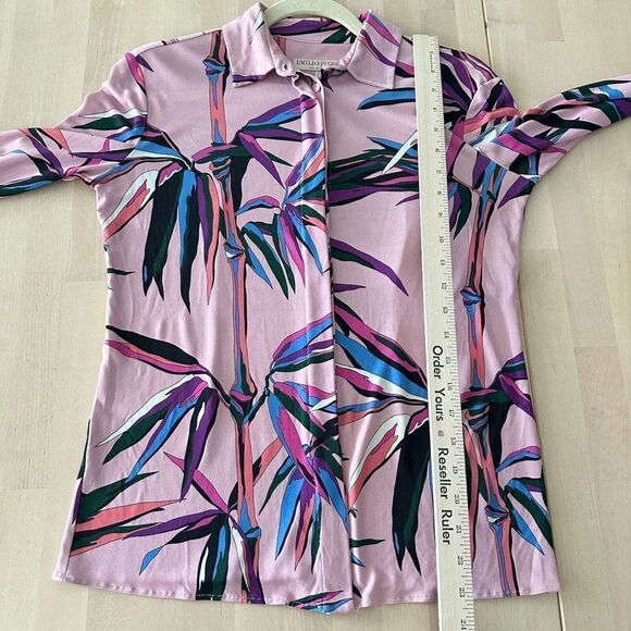 Emilio Pucci Blouse Womens 2 Pink Abstract Printed Long Sleeve Button Down Top - Picture 14 of 15